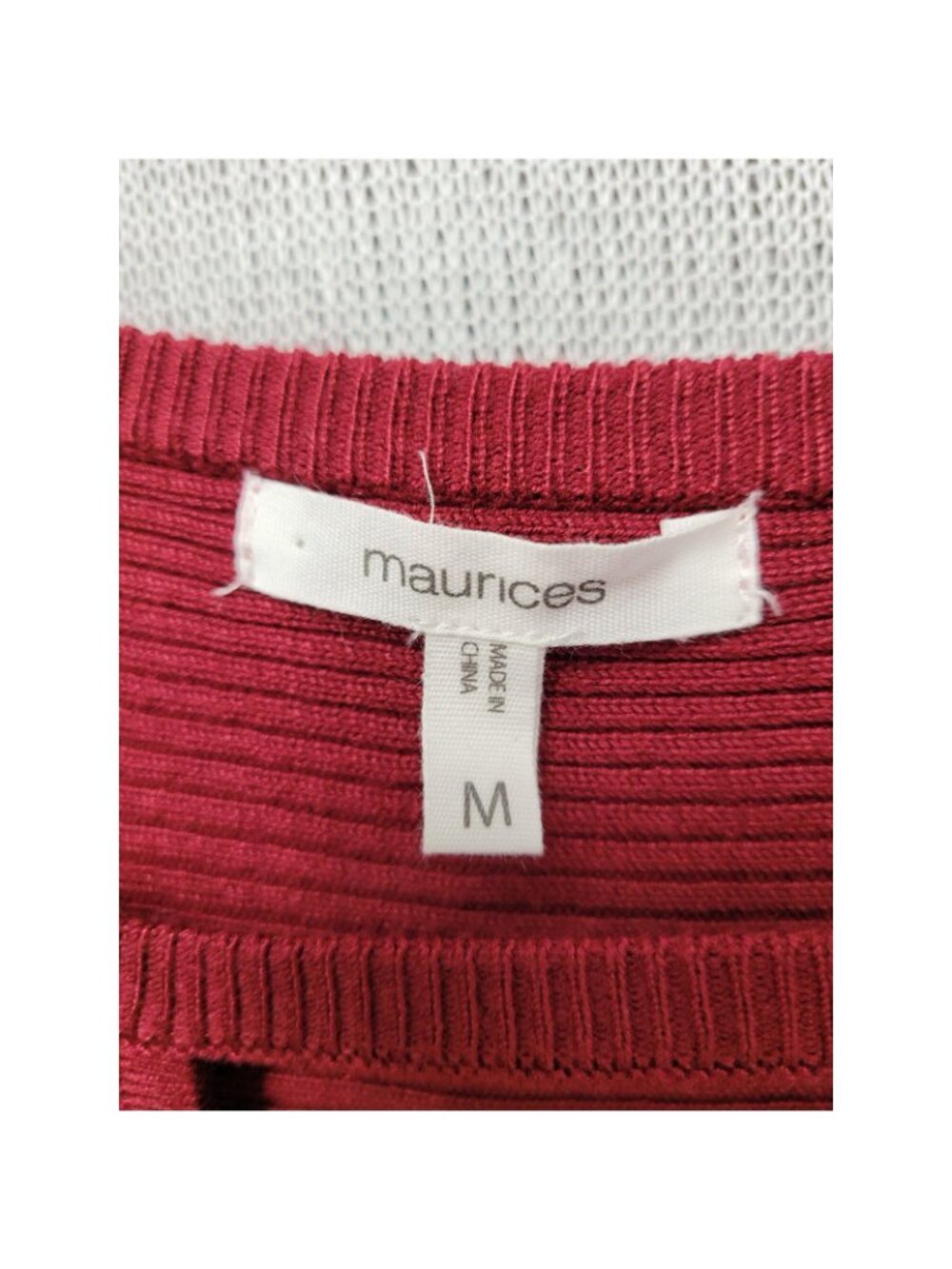 Maurices Sweater Womens M Ribbed Knit Burgundy Cutout V-Neck Dolman Fall Top - Picture 4 of 10